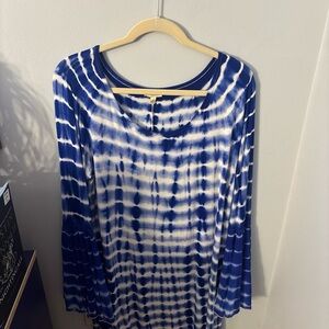 Haani Blue & White Tie-Dye Long Sleeve Tee